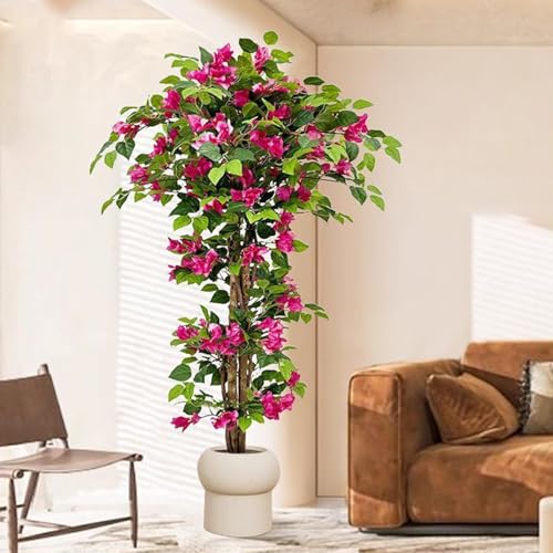 Product: 63" /5.2FT Bougainvillea Artificial with Planter, Faux Silk Flower Plant in Pot with 577 Flowers, 299 Leaves, Indoor Outdoor Artificial Bougainvillea for Home, Office and Garden Decor,B