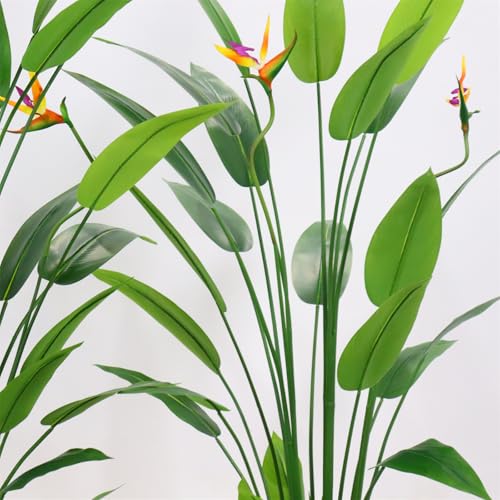 Product: Uneeruiqy Bird of Paradise Artificial Plant, 5.2ft Tall Artificial Tree with 2 Flowers and 23 Detachable Leaves, Silk Floor Plant for Home Decor in Living Room, Office, and Bedroom