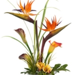Product: Petals - Artificial Bird of Paradise & Calla Lily Silk Flower Centerpiece in Glass Bowl with Acrylic Water