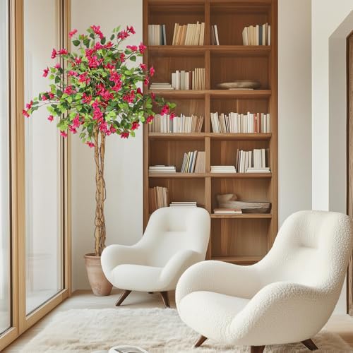 Silky Flower Store Artificial Bougainvillea Tree, 6FT Faux Tree Pink Flowers Wood Trunk, Potted Indoor Decor 6FT 4 4 Product: 6FT Artificial Bougainvillea Tree, Tall Potted Fake Tree Indoor, Faux Tree with Wood Trunk and Pink Flowers for Outdoor Office Wedding Home Decor