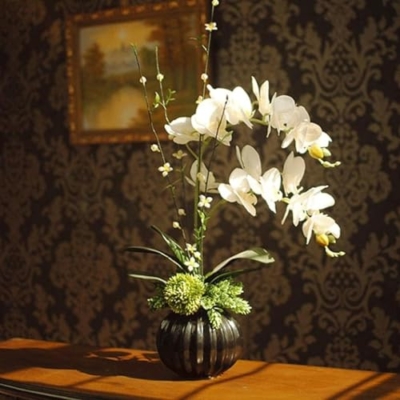 Product: SHUawan Artificial Phalaenopsis Orchid in Ceramic Vase – 48cm Silk Cloth Fake Flower Potted Orchid for Home & Wedding Decor