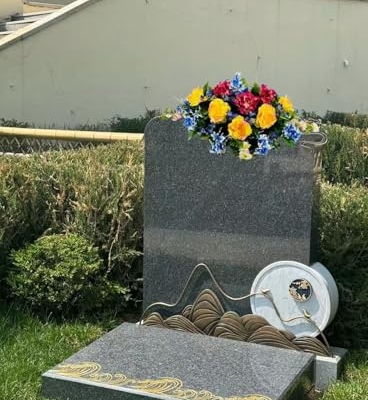 Product: Jucgghk Vivid and Realistic Floral Art 33" Artificial Cemetery Flowers Saddle,Cemetery Grave Decoration Headstone Flower for Headstone