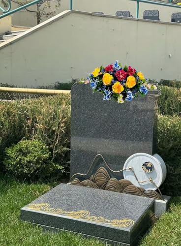 Product: Jucgghk Vivid and Realistic Floral Art 33" Artificial Cemetery Flowers Saddle,Cemetery Grave Decoration Headstone Flower for Headstone