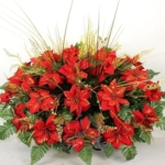 Product: Hshan Christmas Red Poinsettia's Cemetery Flower Arrangement, Cemetery Headstone Saddle for Memorial Cemetery Vase Arrangements, Thanksgiving or Christmas to Commemorate Loved one