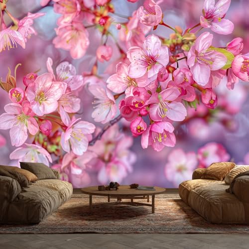 Self Adhesive Wallpaper Mural with Cherry Blossoms Art Design, Large 3D Flower Realistic Wall Paper for Bathroom Waterproof, Cherry Blossoms Wall Decor for Bedroom Living Room - Size 173" x 108" - Artificial Flower Arrangements Product: Self Adhesive Wallpaper Mural with Cherry Blossoms Art Design, Large 3D Flower Realistic Wall Paper for Bathroom Waterproof, Cherry Blossoms Wall Decor for Bedroom Living Room - Size 173" x 108"
