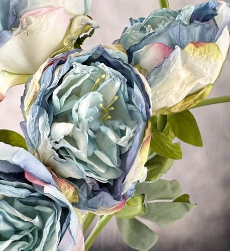 Product: 8 Heads 32" Blue Peony Bouquet, Realistic Artificial Flowers Centerpiece for Home Wedding Table Decoration(NO VASE) for Wedding/Home Decoration