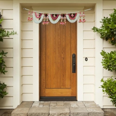 Product: Artificial Toran Door Hanging Set with Mogra Flowers with Moti Garlands Toran Bandanwar for Wedding Entrance for Indian Traditional Festival Home Decorations (Size:- 42" X 6'')(Pink & White)