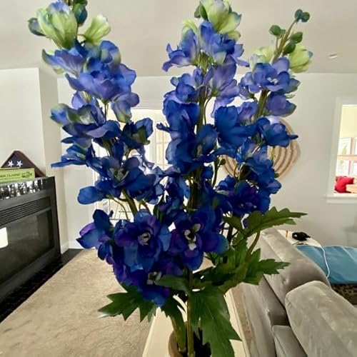 Silky Flower Store Artificial Delphinium Stem Blue Violet Faux Flower Bouquet, 35in 2 2 Product: Jucgghk Vivid and Realistic Floral Art 35" Faux Blue Violet Delphinium Stem,5PCS Realistic Artificial Flowers for Bouquet Home Wedding Table Centerpiece Indoor Home