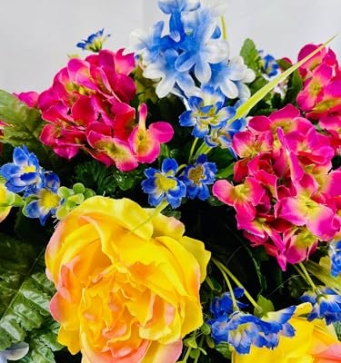 Product: Jucgghk Vivid and Realistic Floral Art 33" Artificial Cemetery Flowers Saddle,Cemetery Grave Decoration Headstone Flower for Headstone