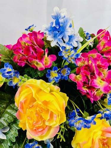 Product: Jucgghk Vivid and Realistic Floral Art 33" Artificial Cemetery Flowers Saddle,Cemetery Grave Decoration Headstone Flower for Headstone