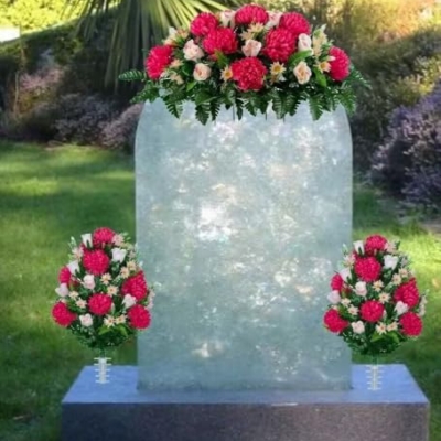 Product: Jucgghk Vivid and Realistic Floral Art Beauty Pink Mums and Light Pink Rose Buds Cemetery Flower Set,1 Saddle and 2 Bouquets Mothers Day Cemetery Flowers for Grave，Headstone Saddle(NO VASE)