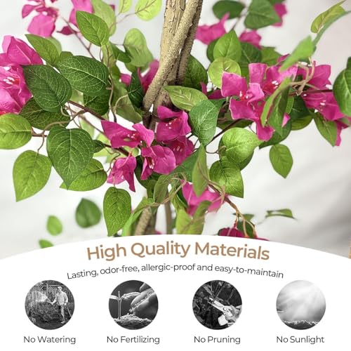 Product: 63" /5.2FT Bougainvillea Artificial with Planter, Faux Silk Flower Plant in Pot with 577 Flowers, 299 Leaves, Indoor Outdoor Artificial Bougainvillea for Home, Office and Garden Decor,B