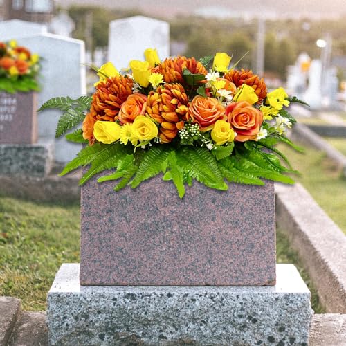 Silky Flower Store GRPFS Headstone Flower Saddle, Red Yellow Rose Silk Memorial Flowers, Faux Cemetery Grave Flowers 32.5cm 2 2 Product: GRPFS Headstone Flower Saddles for Graves Red Yellow Rose Silk Cemetery Flower Outdoor Memorial Flowers for Gravesite Gravestone Tombstone Decorations