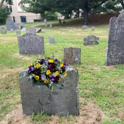 Product: Jucgghk Vivid and Realistic Floral Art 36" Beautiful Purple and Yellow Flowers Cemetery Saddle, Headstone Saddle for Outdoor Cemetery Decoration
