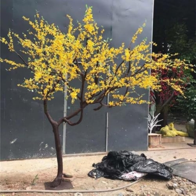 Product: Simulation of Winter Jasmine Tree, Small Yellow Flower Yellow Plant Fake Tree Large Indoor Living Room Floor Floral Art Happiness Tree Decoration 3M