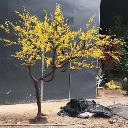 Product: Simulation of Winter Jasmine Tree, Small Yellow Flower Yellow Plant Fake Tree Large Indoor Living Room Floor Floral Art Happiness Tree Decoration 3M