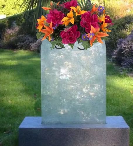 Silky Flower Store Artificial Cemetery Saddle Floral Arrangement, Orange Lily Purple Peonies Purple Daisy, 28in x 18in x 10in 5 5 Product: Jucgghk Vivid and Realistic Floral Art Orange Lily, Deep Purple Peonies with Purple Daisy Cemetery Saddle, Artificial Cemetery Flowers,Flower Arrangement for Headstone