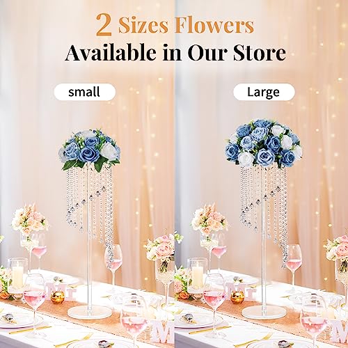 Product: NUPTIO Large Artificial Flower Centerpieces - 2 Pcs 13.8in Diameter Dusty Blue & White Fake Flowers Roses Balls - Silk Faux Rose Arrangement for Tables Wedding Party Centerpiece Table Decorations