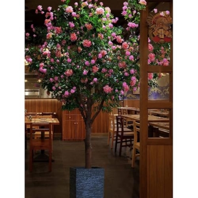 Product: Simulated Peony Tree, Indoor Artificial Tree Decoration Landscaping Large Floor-Standing Flower Art Hotel Shopping Mall Props Ornaments 7M