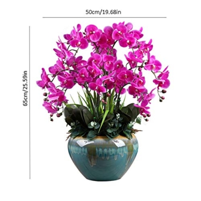Product: Artificial Flower Bonsai with Vase Large Faux Phalaenopsis Flower Arrangement, Artificial Orchid Flowers with Ceramics Vase, Artificial Flower Arrangement for Wedding Party Home Centerpiece Decor Arra