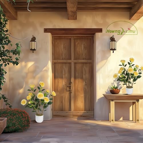 Silky Flower Store Artificial Camellia Tree, Faux Potted Plant, White Pot, Yellow, Indoor Outdoor Decor, 24cm 3 3 Product: Jcezvnt 2 Pack Artificial Camellia Tree with White Pot, 24" Faux Potted Plants for Indoor Outdoor Decor, Tall Silk Greenery Plant for Home Office Living Room Balcony, Yellow