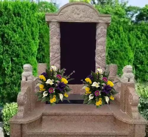 Product: Jucgghk Vivid and Realistic Floral Art Rose Lily Cemetery Flowers,Graveside Artificial Flowers for Cemetery Headstones Decoration