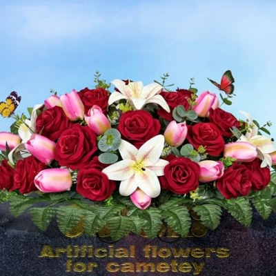 Product: SUHOOKOO Artificial Cemetery Flowers - Headstone Flower Saddle