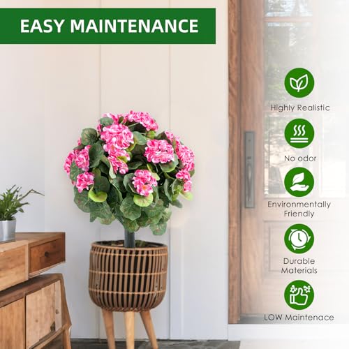 Product: 21.6" Artificial Flower Ball Tree with Ground Spike, Fake Silk Topiary Trees for Home Decor Garden Patio and Indoor,2 Pack, Pink Begonia