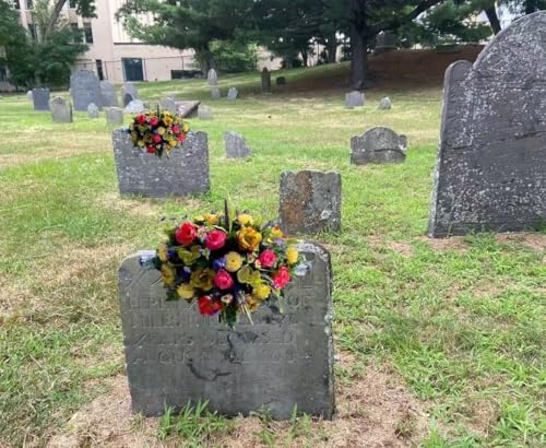 Product: Jucgghk Vivid and Realistic Floral Art Headstone Flower Saddle,Artificial Memorial Day Cemetery Flowers for Outdoor Gravestone Decorations (Yellow,Pink)