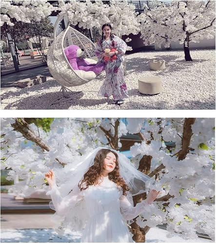 Product: Artificial Trees Outdoor Plants Artificial Begonia Tree White Flowers Hotel Decoration | Indoor/Outdoor Large Plant for Wedding Photography Background Decoration(2.5 * 2m/98 * 78in)