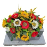 Product: Red Cream Large Sunflower Headstone Saddle, Yellow Sunflowers Grave Flowers for Funeral or Memorial Decoration Garland for Table Centerpiece Holiday Party Weddi
