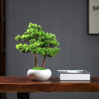 Silky Flower Store Artificial Bonsai Tree, Chinese Feng Shui Desktop Decorative Office Plant, White 20.5cm 8 8 Product: MOOWI Artificial Bonsai Tree Chinese Feng Shui Artificial Bonsai Tree Ornaments Office Desktop Landscaping Fake Green Plants Decorative Artificial Trees Plants(White)