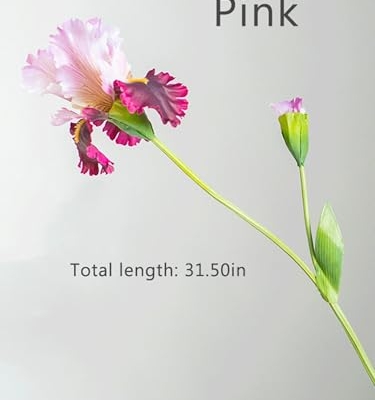 Product: 6 Stems Artificial Iris Flower Stem, Realistic Home Floral for Home Wedding Party Arrangement Table Centerpiece(NO VASE) for Wedding/Home Decoration(Pink)