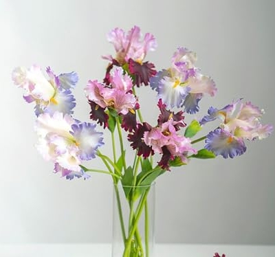 Product: 6 Stems Artificial Iris Flower Stem, Realistic Home Floral for Home Wedding Party Arrangement Table Centerpiece(NO VASE) for Wedding/Home Decoration(Pink)