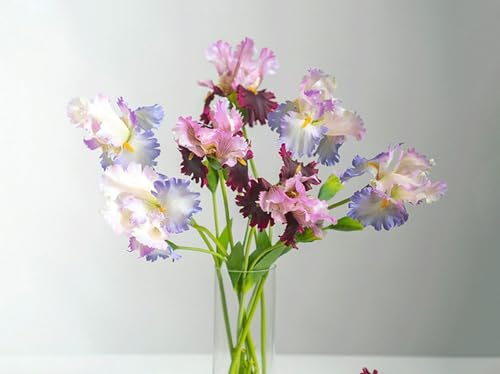 Product: 6 Stems Artificial Iris Flower Stem, Realistic Home Floral for Home Wedding Party Arrangement Table Centerpiece(NO VASE) for Wedding/Home Decoration(Pink)