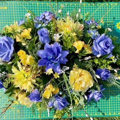 Product: Jucgghk Vivid and Realistic Floral Art 36" Artificial Cemetery Flowers,Realistic Vibrant Flowers, Outdoor Grave Decorations for Headstone