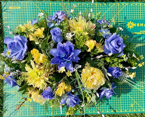 Product: Jucgghk Vivid and Realistic Floral Art 36" Artificial Cemetery Flowers,Realistic Vibrant Flowers, Outdoor Grave Decorations for Headstone