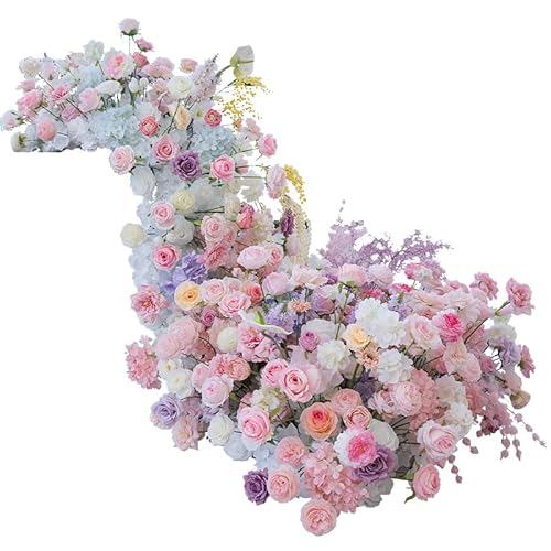 94.5in Artificial Flower Garland Runner, Cascading Floral Centerpiece for Wedding & Banquet Table Decor, Hotel Event Conference Party Backdrop, Faux Hydrangea Rose Bouquet - Artificial Flower Arrangements Product: 94.5in Artificial Flower Garland Runner, Cascading Floral Centerpiece for Wedding & Banquet Table Decor, Hotel Event Conference Party Backdrop, Faux Hydrangea Rose Bouquet