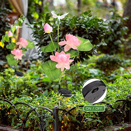 Product: Landscape Lighting LEDs Color-Changing Solar Lotus Flower and Dragonfly for Garden Pathway Decoration