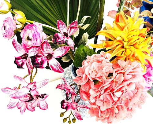 Product: RIX Artificial Multi Colored Bird of Paradise Flowers Arrangement - in Weighted Ceramic Vase 7" Tall