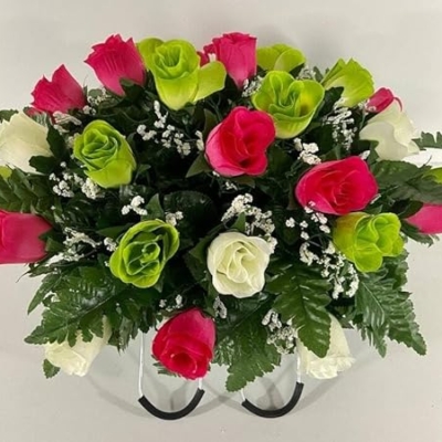 Product: Taozhiyuan Welcome Logo Flowers Bright and Full Small Flowers, Artificial Cemetery Flowers, Suitable for Tombstones and Grave Decorations