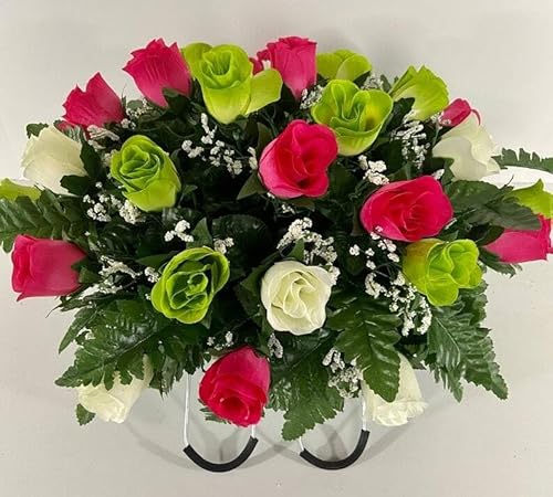 Product: Taozhiyuan Welcome Logo Flowers Bright and Full Small Flowers, Artificial Cemetery Flowers, Suitable for Tombstones and Grave Decorations