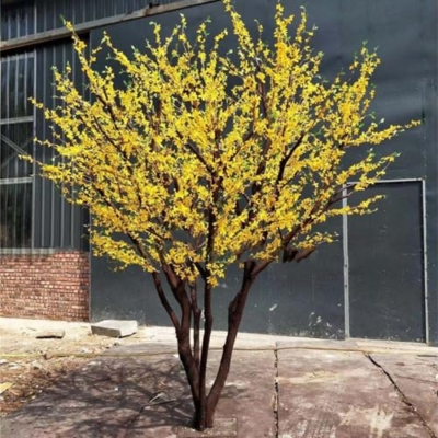 Product: Simulation of Winter Jasmine Tree, Small Yellow Flower Yellow Plant Fake Tree Large Indoor Living Room Floor Floral Art Happiness Tree Decoration 6M