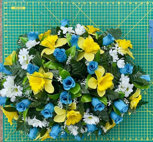 Product: Jucgghk Vivid and Realistic Floral Art 22-24” Cemetery Flower Arrangement, Artificial Cemetery Flowers Saddle,Cemetery Grave Decoration Headstone Flower for Outdoor Grave Decorations