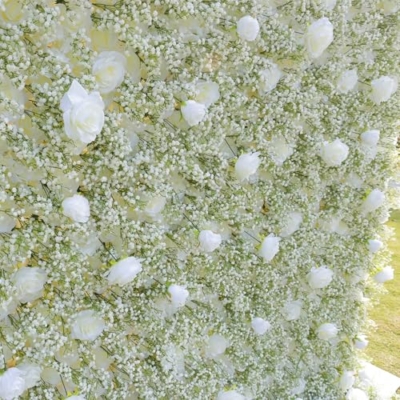 Silky Flower Store Artificial Baby's Breath Flower Wall Backdrop, White Fabric Floral Panel, 5D 3D Simulation, 3m x 3m 12 12 Product: 5D Three-Dimensional Simulation White Fabric Flower Wall, Artificial Baby's Breath Decorative Background Wall, Suitable for Wedding Hotel Layout Event Decoration(3m*3m)
