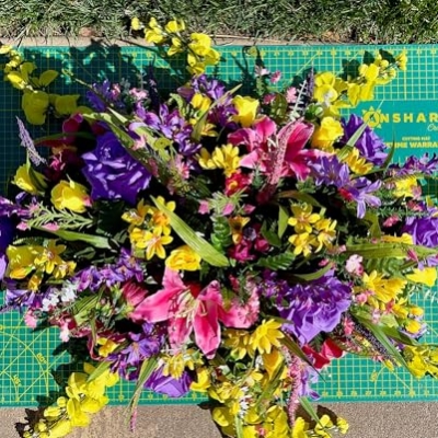 Product: Jucgghk Vivid and Realistic Floral Art 36" Bright Cemetery Saddle Flowers, Beautiful Memorial Day Saddle for Cemetery Headstone