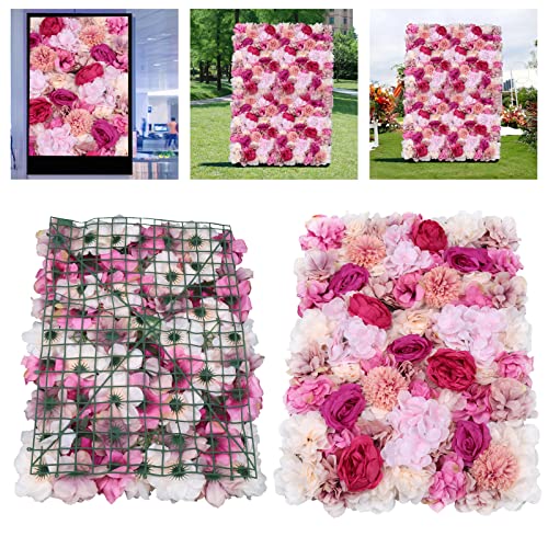 Product: PROYONGOO 6 PCS Flower Wall Panel Floral Backdrop, 15.7 * 23.6inch 3D Silk Hydrangea Rose Floral Panel, Artificial Flower Wall Faux Flower Panel for Wedding, Party, Home Decor