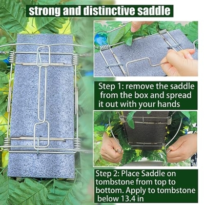 Product: LVXINLI Cemetery Headstone Flower Saddle -Outdoor Grave Decorations ，Mixed of Artificial Silk Rose and Lily for Tombstones (red, Saddle)