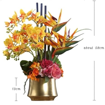 Product: CAIMIAO Artificial Flowers with Ceramic Vase,Artificial Orchid Bird of Paradise Artificial Flower Arrangement for Home Decoration Artificial Flowers
