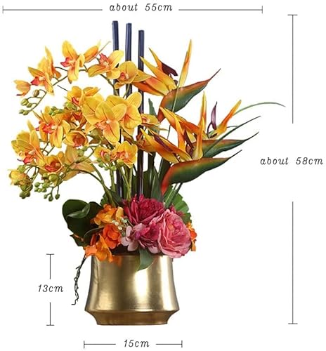 Product: CAIMIAO Artificial Flowers with Ceramic Vase,Artificial Orchid Bird of Paradise Artificial Flower Arrangement for Home Decoration Artificial Flowers